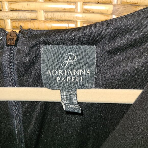 Adrianna Papell Shutter Pleat Little Dress Black USA 10 Bodycon Cocktail Party - Picture 3 of 5